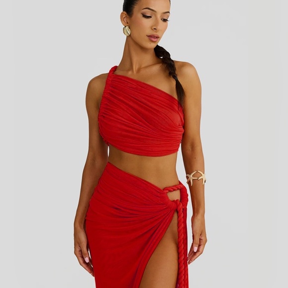 Amazon Dresses & Skirts - NWOT Red One-Shoulder Two-Piece Set Size S